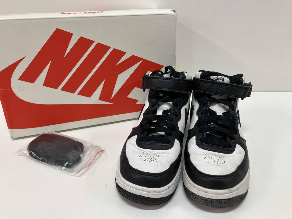 NIKE ナイキ スニーカー Stussy AIR FORCE 1 MID DJ 7840 002 24 0 cm 箱 シューレース付き
