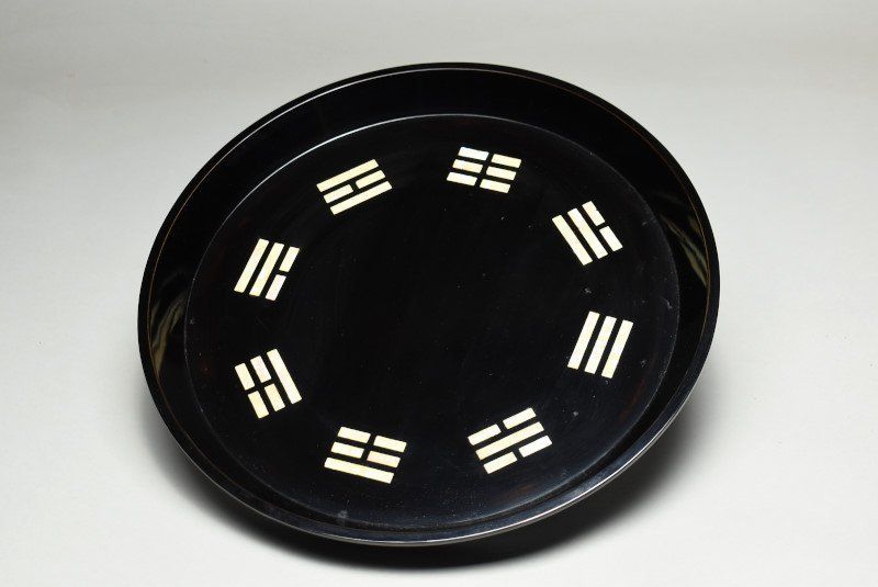 蔵A 4717 a 黒蝋色螺鈿 八掛盆 共箱 茶道具 在銘有