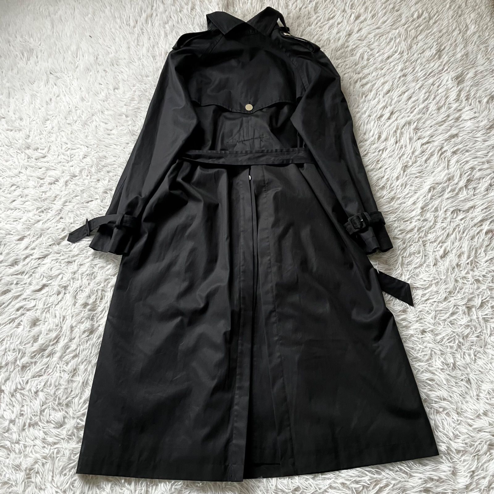 状態良 YUKI ユキハシモト トレンチコート ロングコート 黒 ブラッ古着 4169