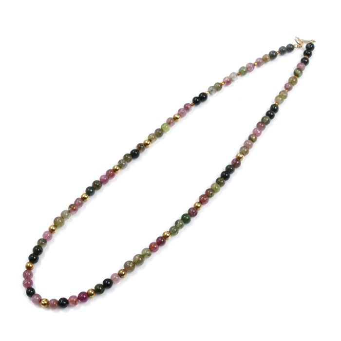 K 18 YG イエローゴールド マルチカラー ネックレス トルマリン 12.1 g 40.5 cm レディース