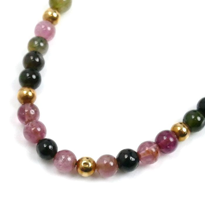 K 18 YG イエローゴールド マルチカラー ネックレス トルマリン 12.1 g 40.5 cm レディース