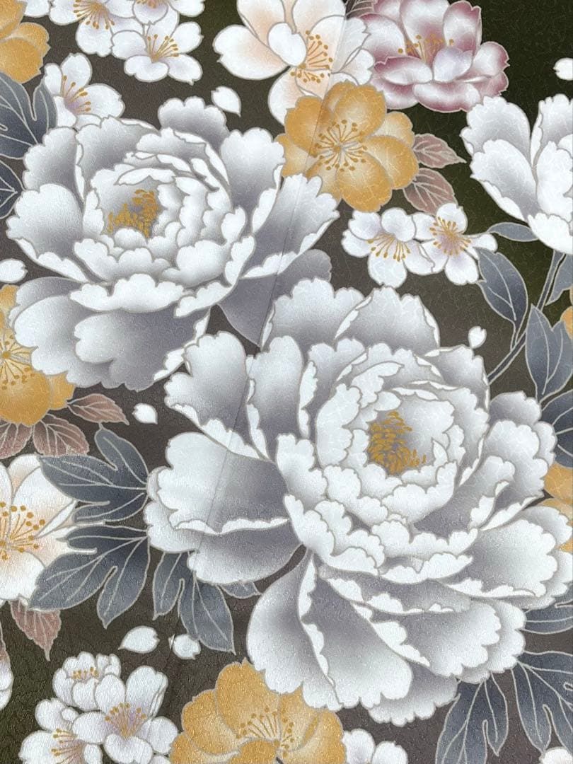 ポリエステル 振袖 薔薇 レース柄 紋意匠 ぼかし八掛 躾糸付き ポリエステル 振袖 薔薇 レース柄 紋意匠 ぼかし八掛 躾糸付き