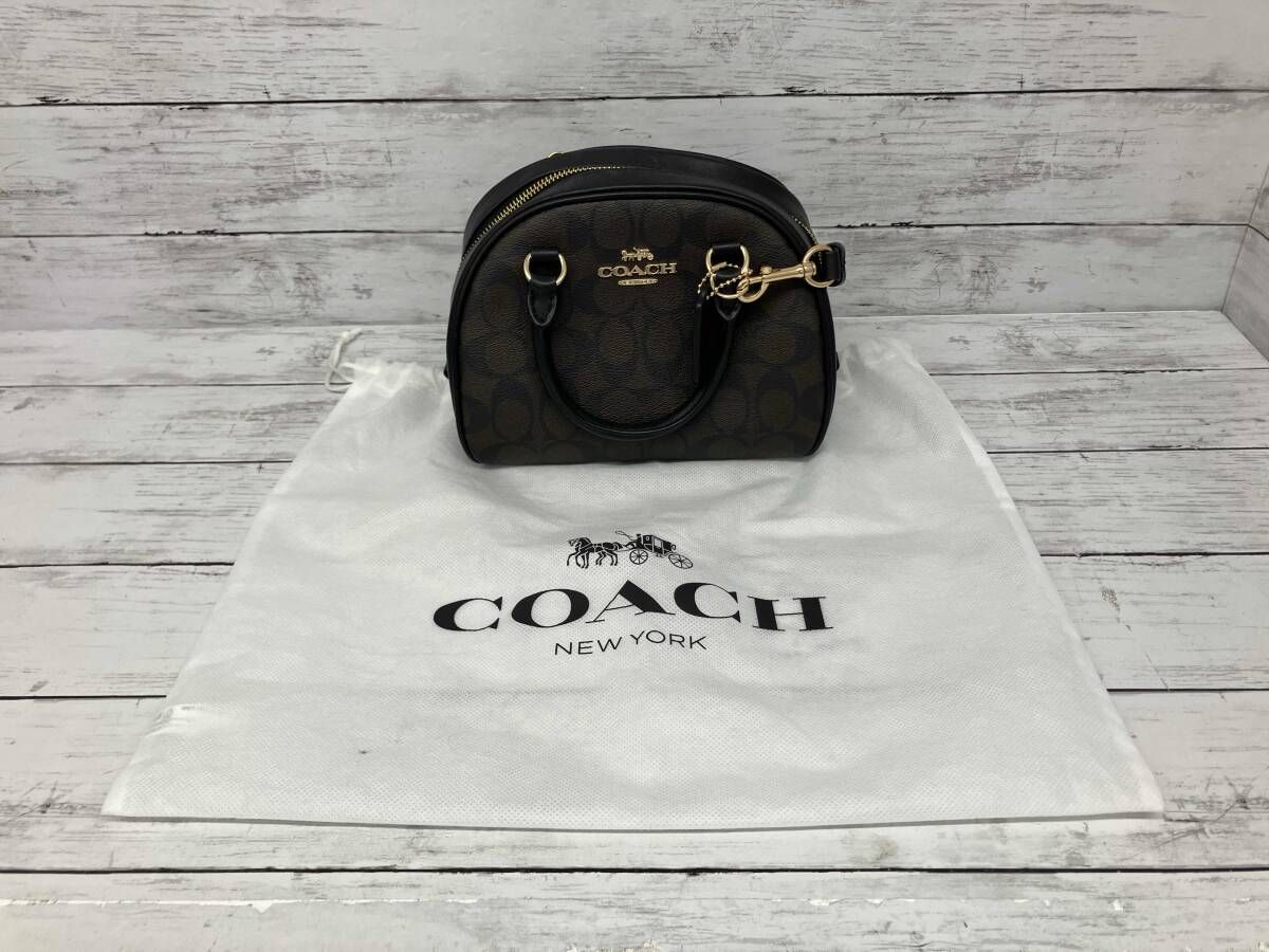 COACH/コーチ/シグネチャー/CA591/レザー/ブラック/ブラウン/2wayバッグ/状態B