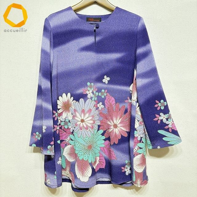 anc シセンドウ 詩仙堂 チュニック 紫 ピンク 緑 花柄 グラデーション ちりめん レディース 971995