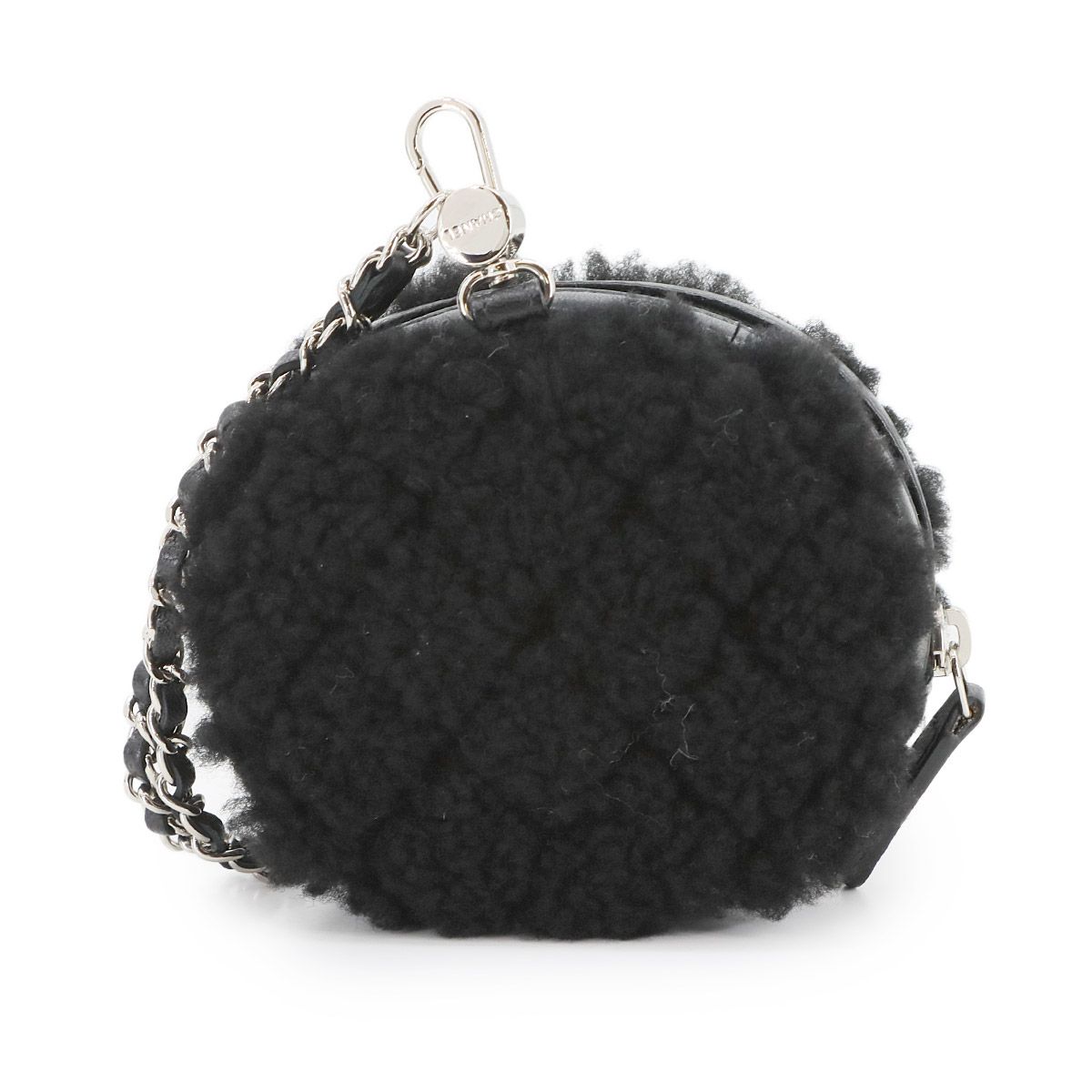 美品 CHANEL円形 ポーチ 小物入れ 丸型 ラムスキン マトラッセ 黒 新品同様 シャネル CHANEL ココネージュ マトラッセ チェーン ポーチ