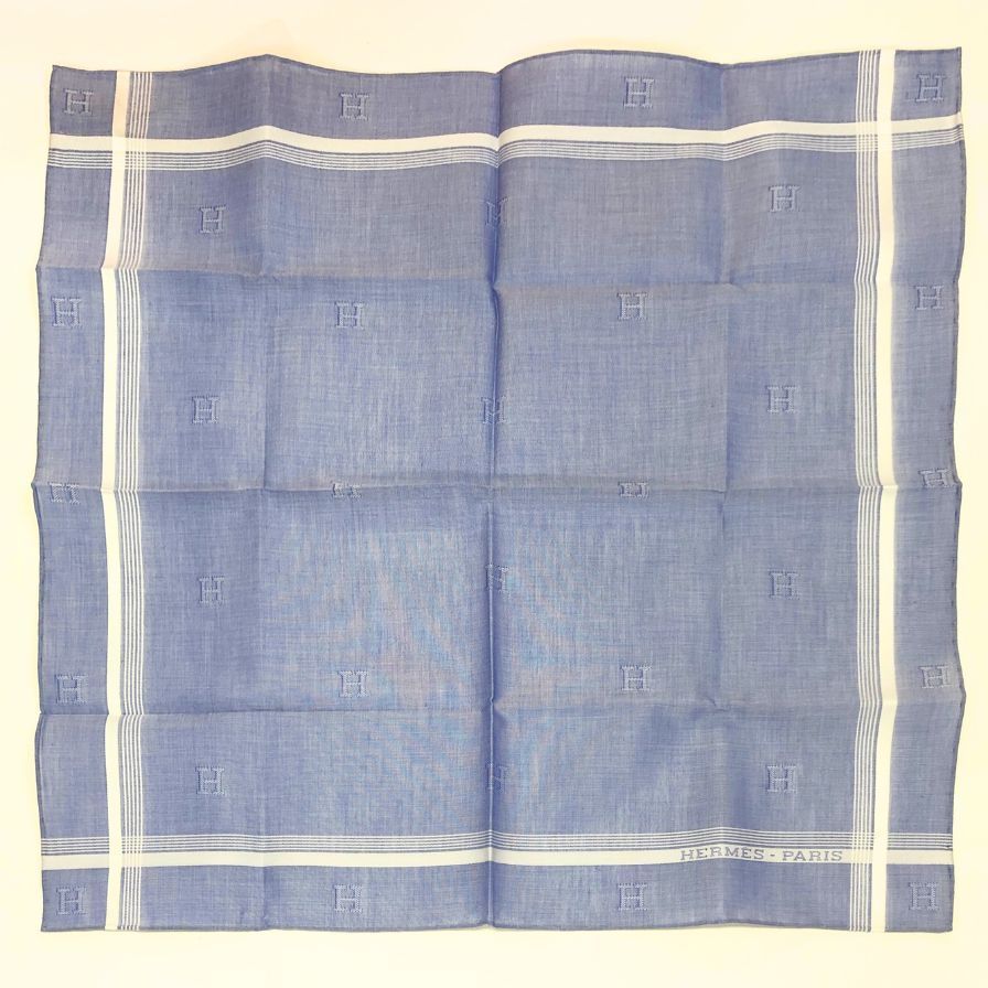 エルメス ハンカチ コットン100% ブルー系 レディース【AFI18-2