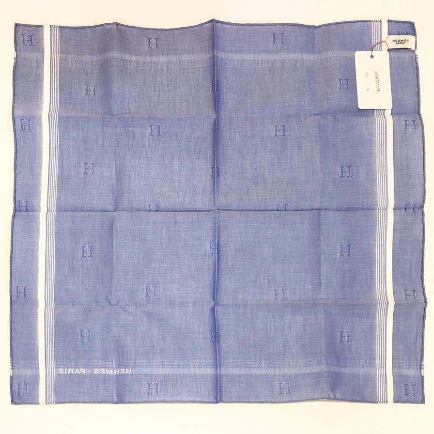  エルメス ハンカチ コットン ブルー系 レディース AFI 18 2 ハンカチ 小物