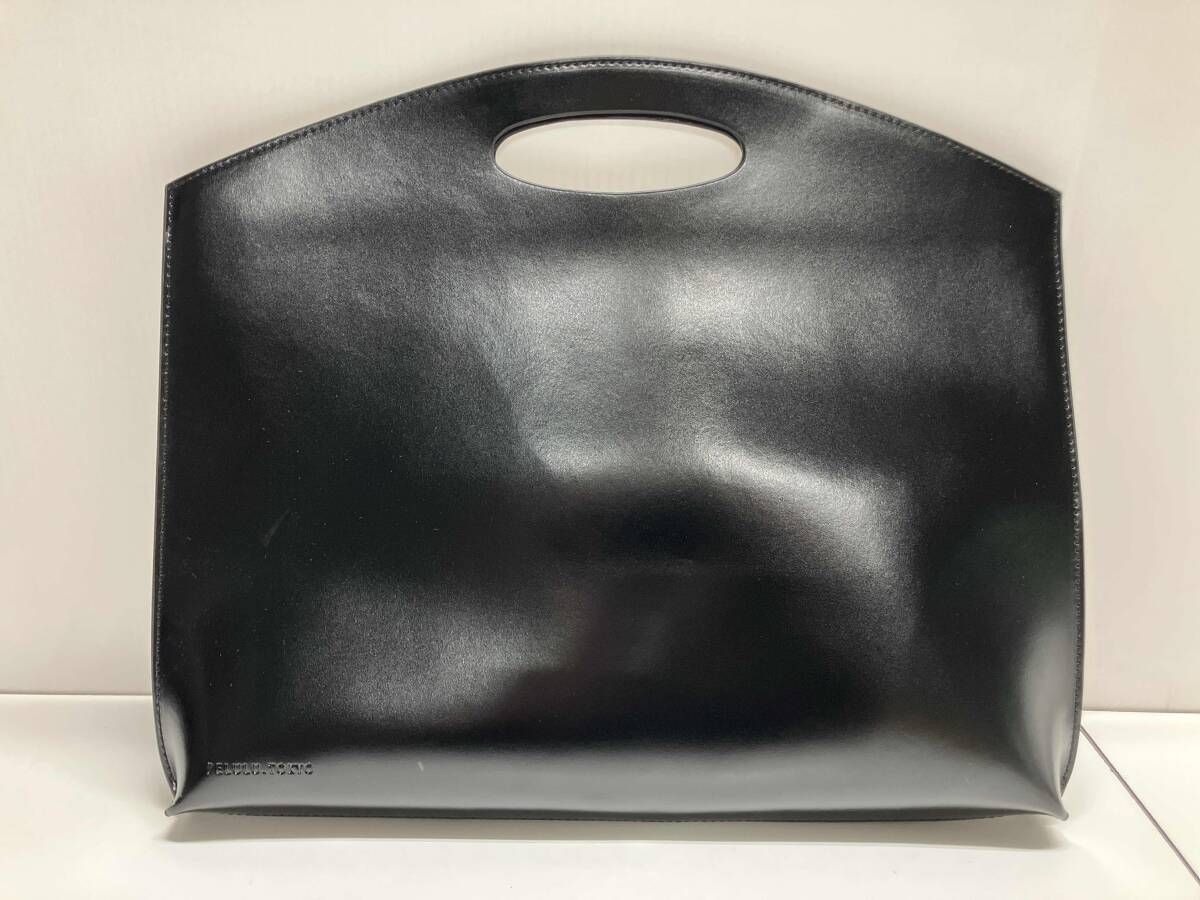 PELULU TOKYO ペルル トウキョウ フラットミニマルレザーバッグ ブラック