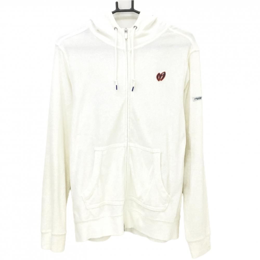 マスターバニー ジップパーカー 白 パイル生地 フードロゴ メンズ 5(L