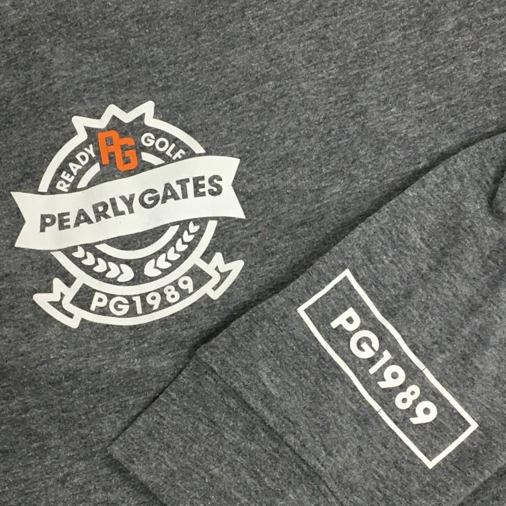 パーリーゲイツ 長袖ハイネックシャツ 杢グレー ロゴ白 メンズ 5(L