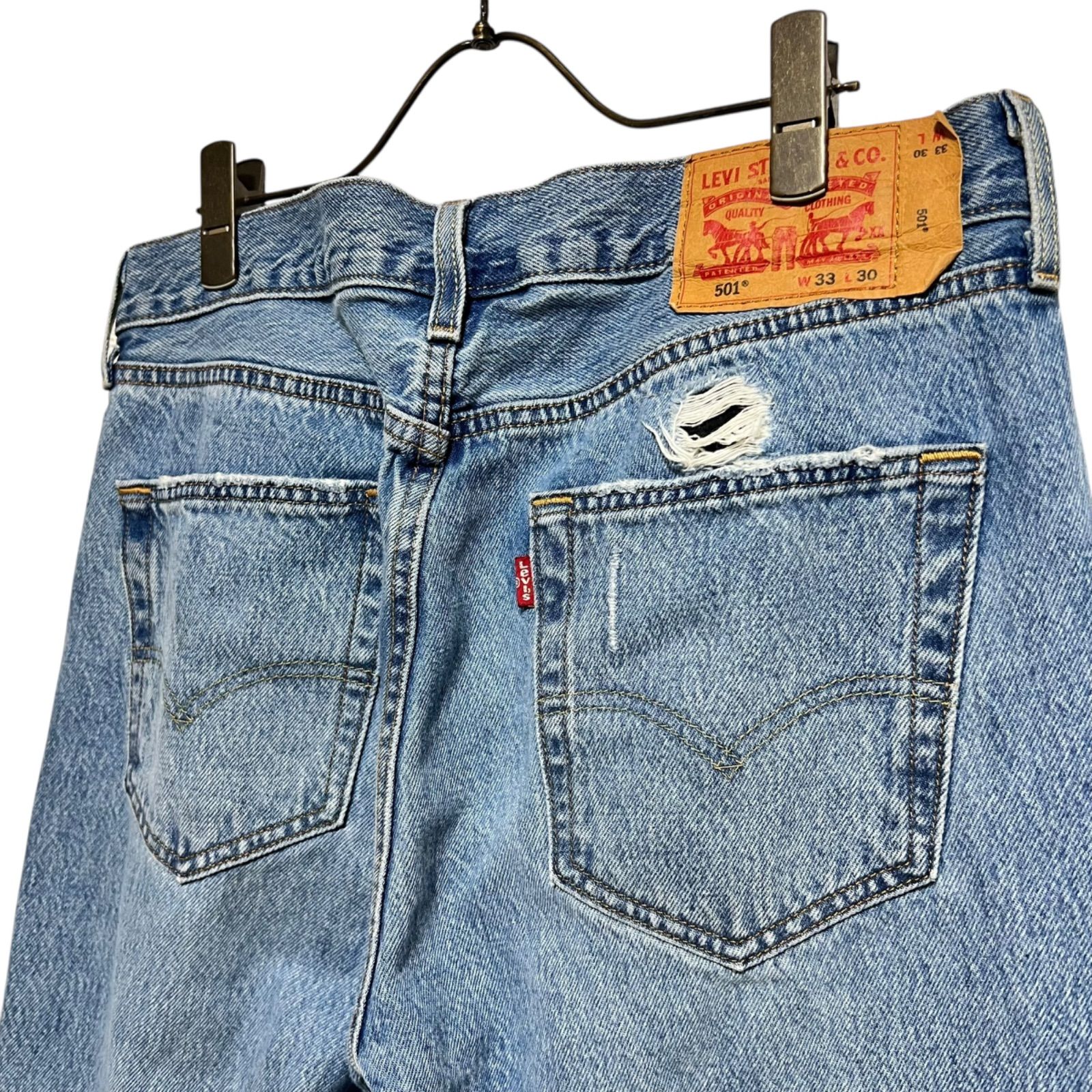 レザーパッチワークリペアジーンズ