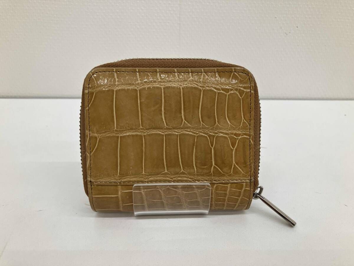 HAMANO ハマノ 二つ折り財布 ベージュ クロコダイル 型押し