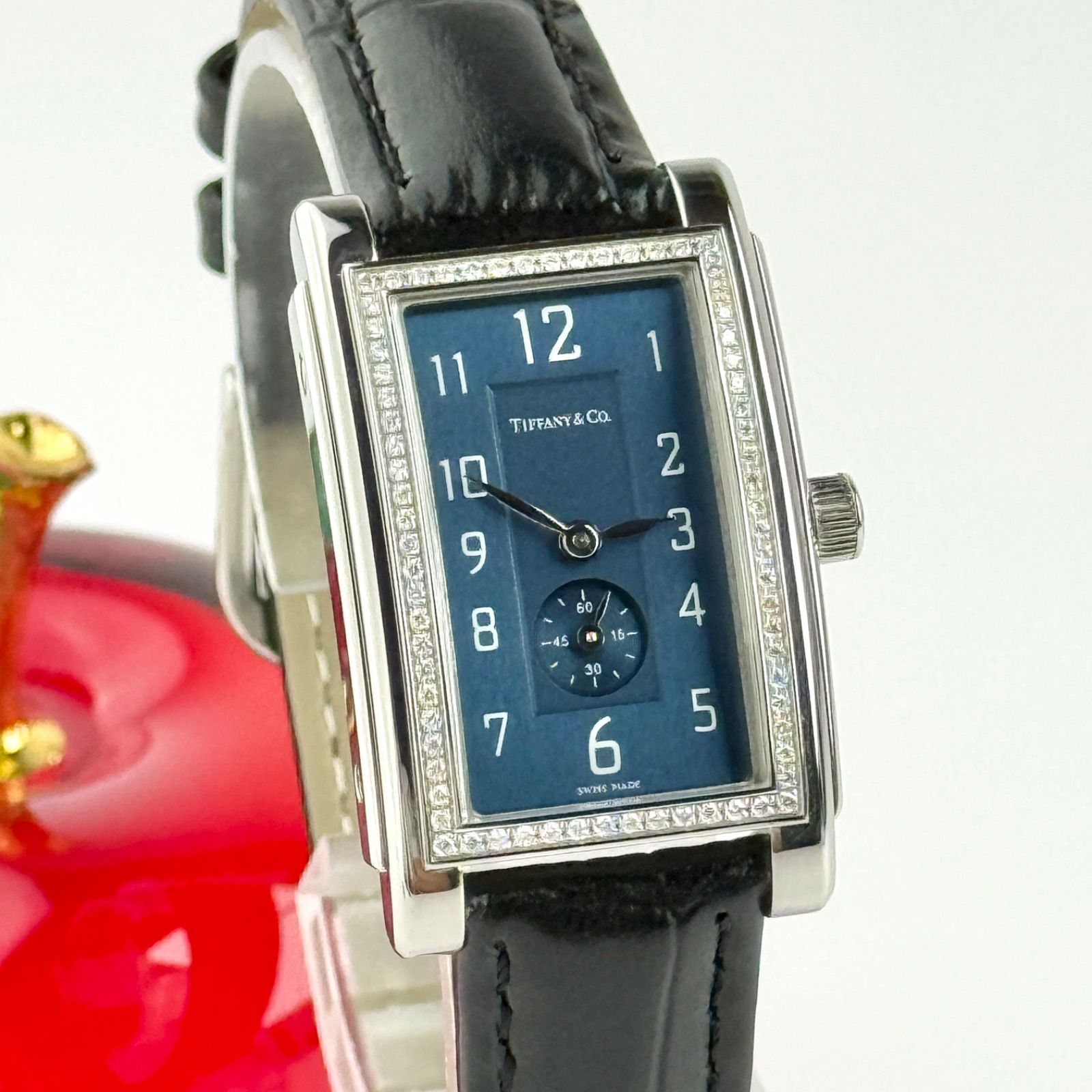 ティファニー グランド ダイヤベゼル 新品ベルト 新品電池 レディース