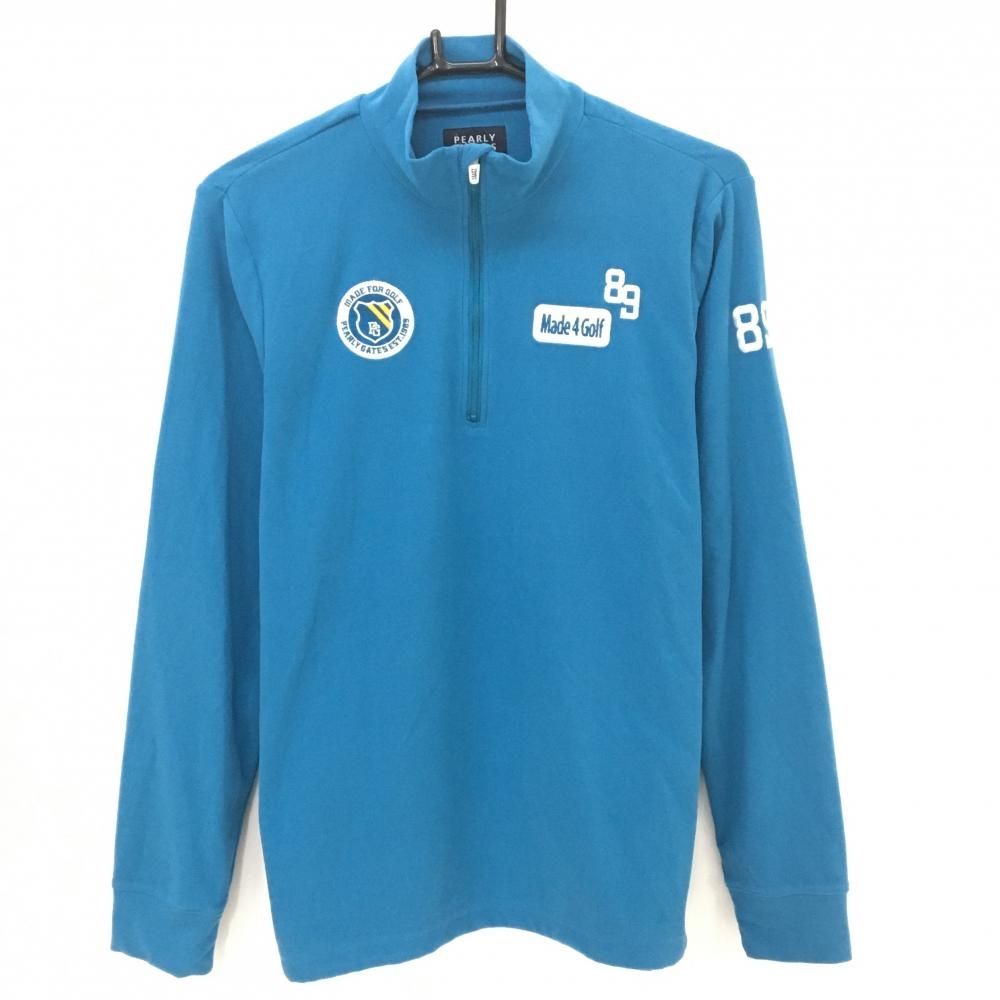 美品】パーリーゲイツ 長袖ハイネックシャツ ターコイズブルー 起毛