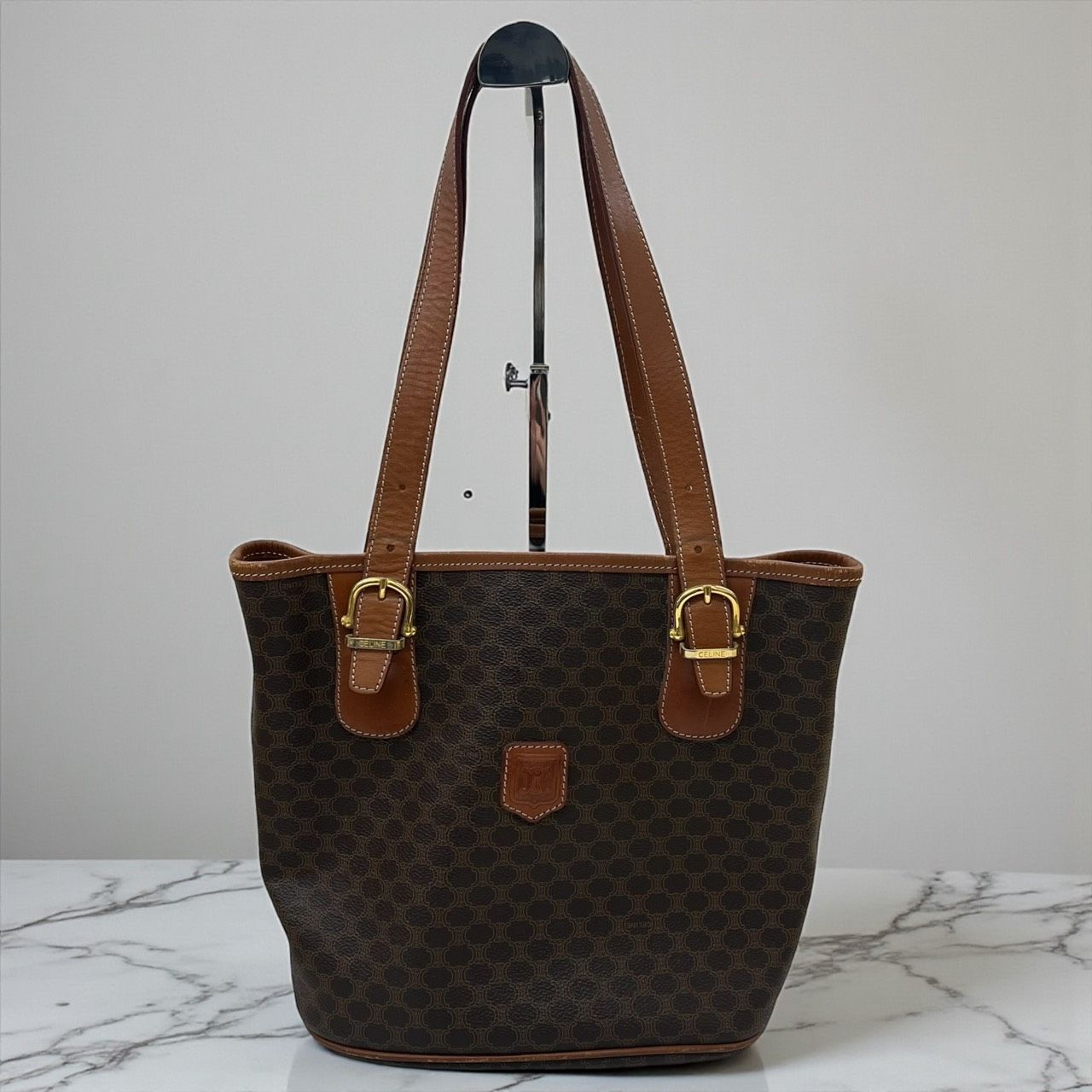 CELINE セリーヌ マカダム柄 トートバッグ MC96 ブラウン ヴィンテージ 
