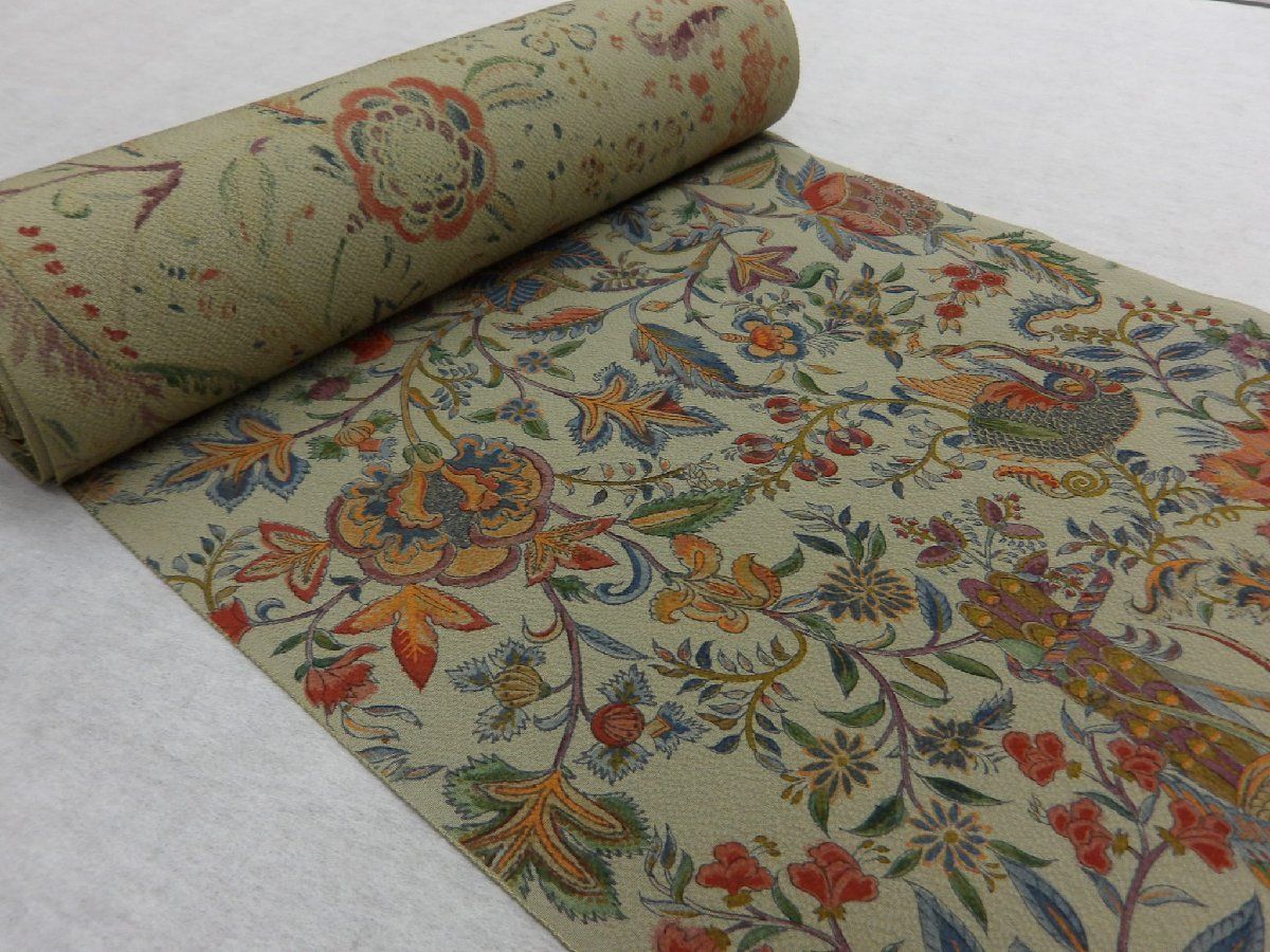 P 41040 縮緬 更紗 小紋 反物 t