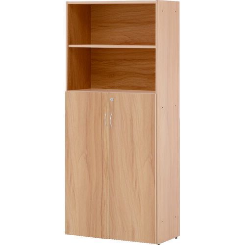 ＴＲＵＳＣＯ 木製 上部オープン 下部両開き書庫 Ｗ８２０×Ｄ４２４×Ｈ１８５０ 組立式