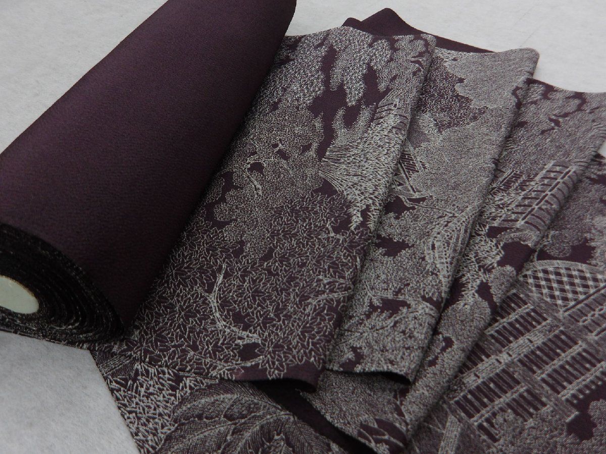 P 41039 草木染め 古代縮緬 小紋 反物 t