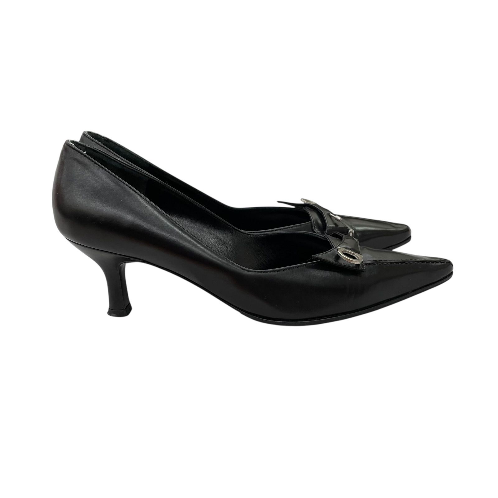 ☆EM11169 フェラガモ ヒール ガンチーニ 6 1/2 ブラック パンプス