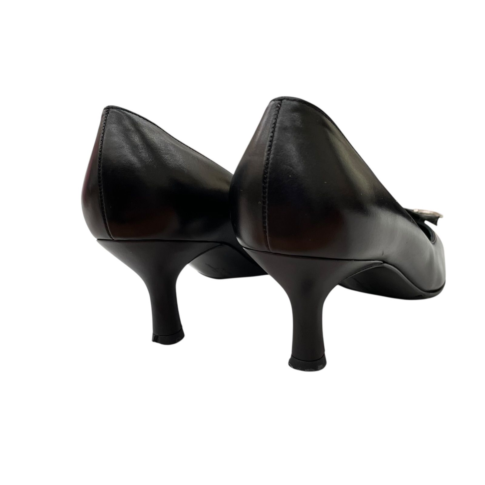 ☆EM11169 フェラガモ ヒール ガンチーニ 6 1/2 ブラック パンプス