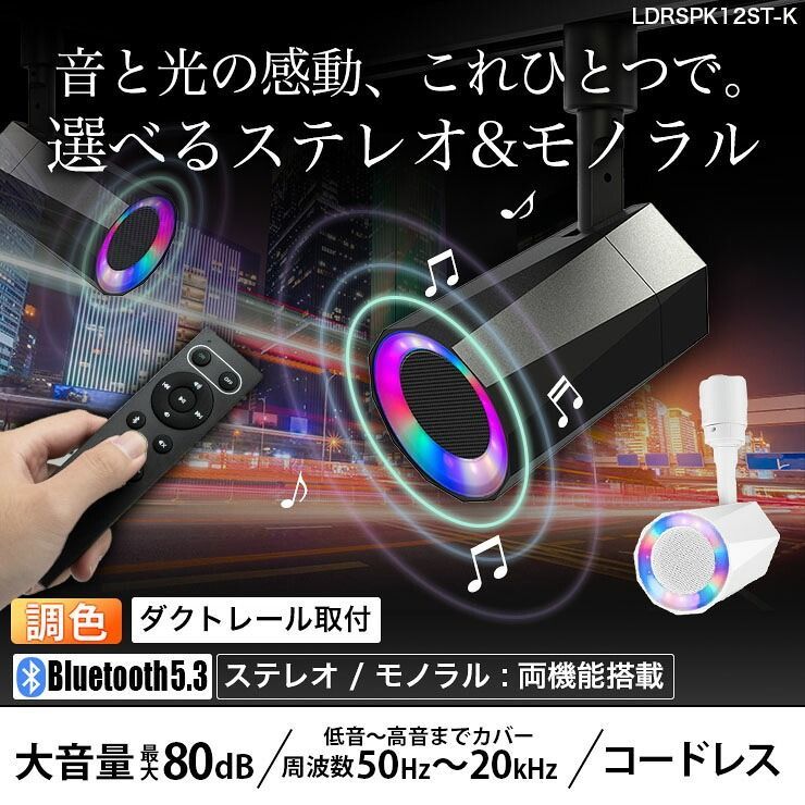 2台　黒ダクトレールスピーカー リモコン付き 高音質 Bluetooth対応 2台 黒ダクトレールスピーカー リモコン付き 高音質 Bluetooth対応