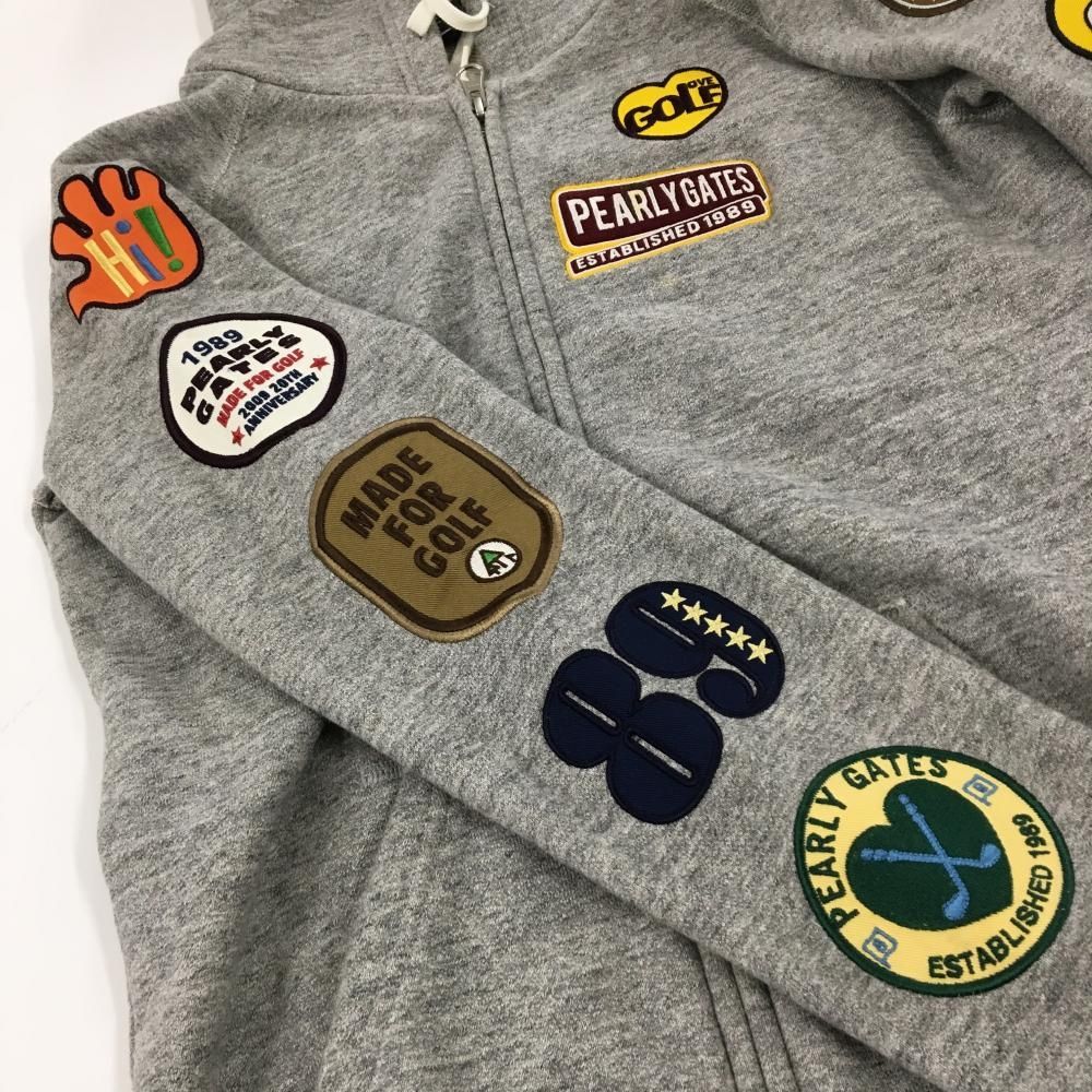 美品】パーリーゲイツ ジップパーカー 杢グレー ワッペン ジャケット