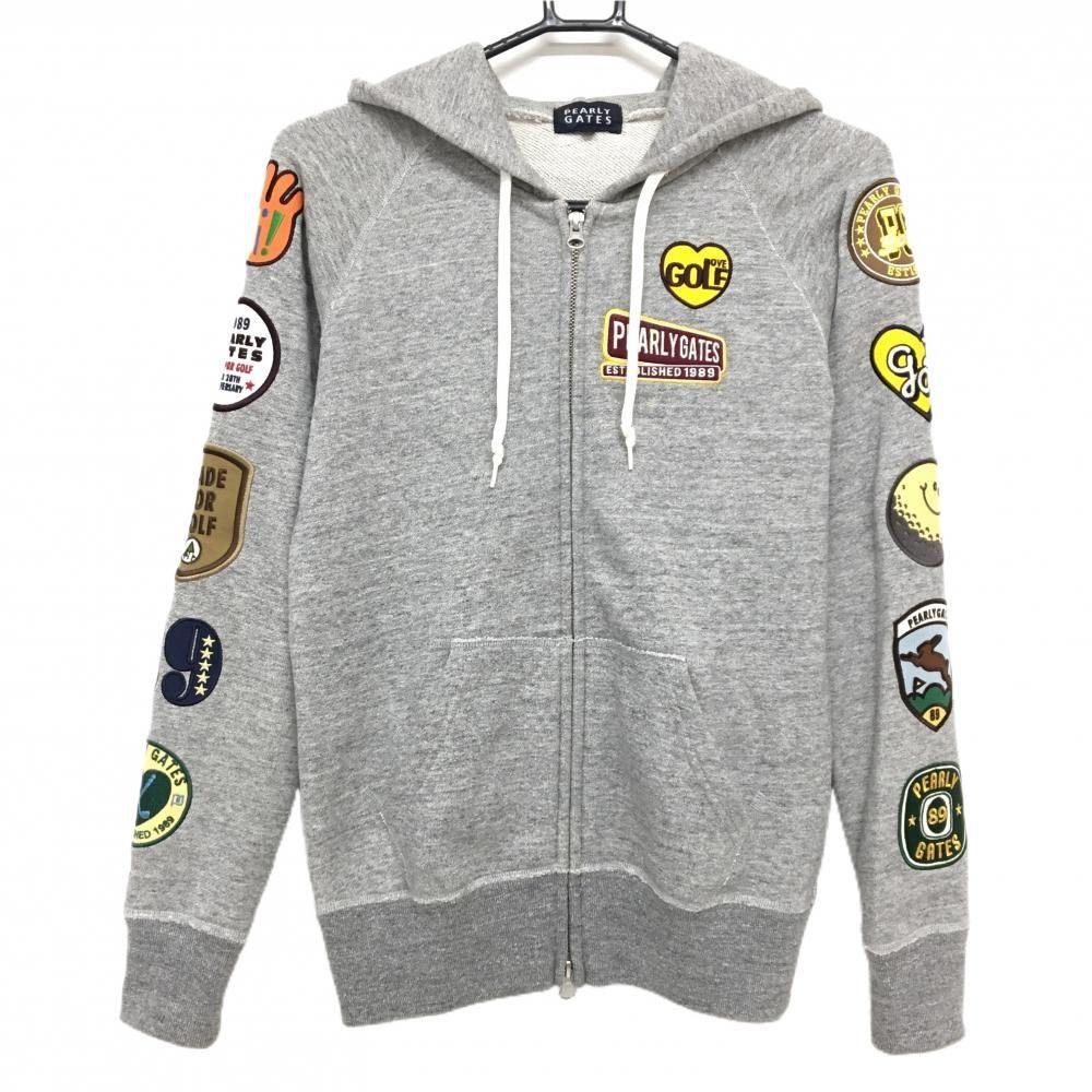 美品】パーリーゲイツ ジップパーカー 杢グレー ワッペン ジャケット
