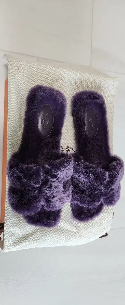 エルメス オラン シアリングファー スリッパ サンダル バイオレット 37 5