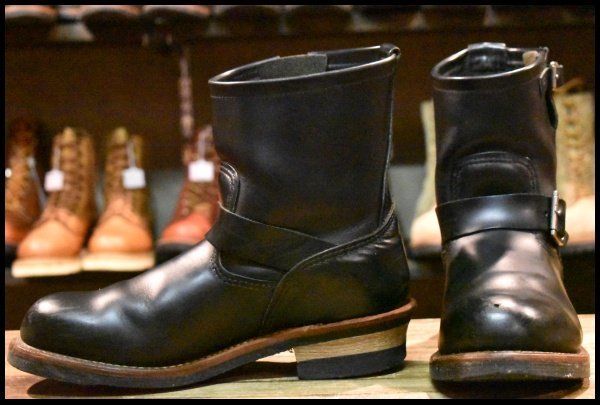 9 D 13年 レッドウィング 2976 ショート エンジニア 黒 ブラッククローム スチールトゥ ブーツ redwing FK 186