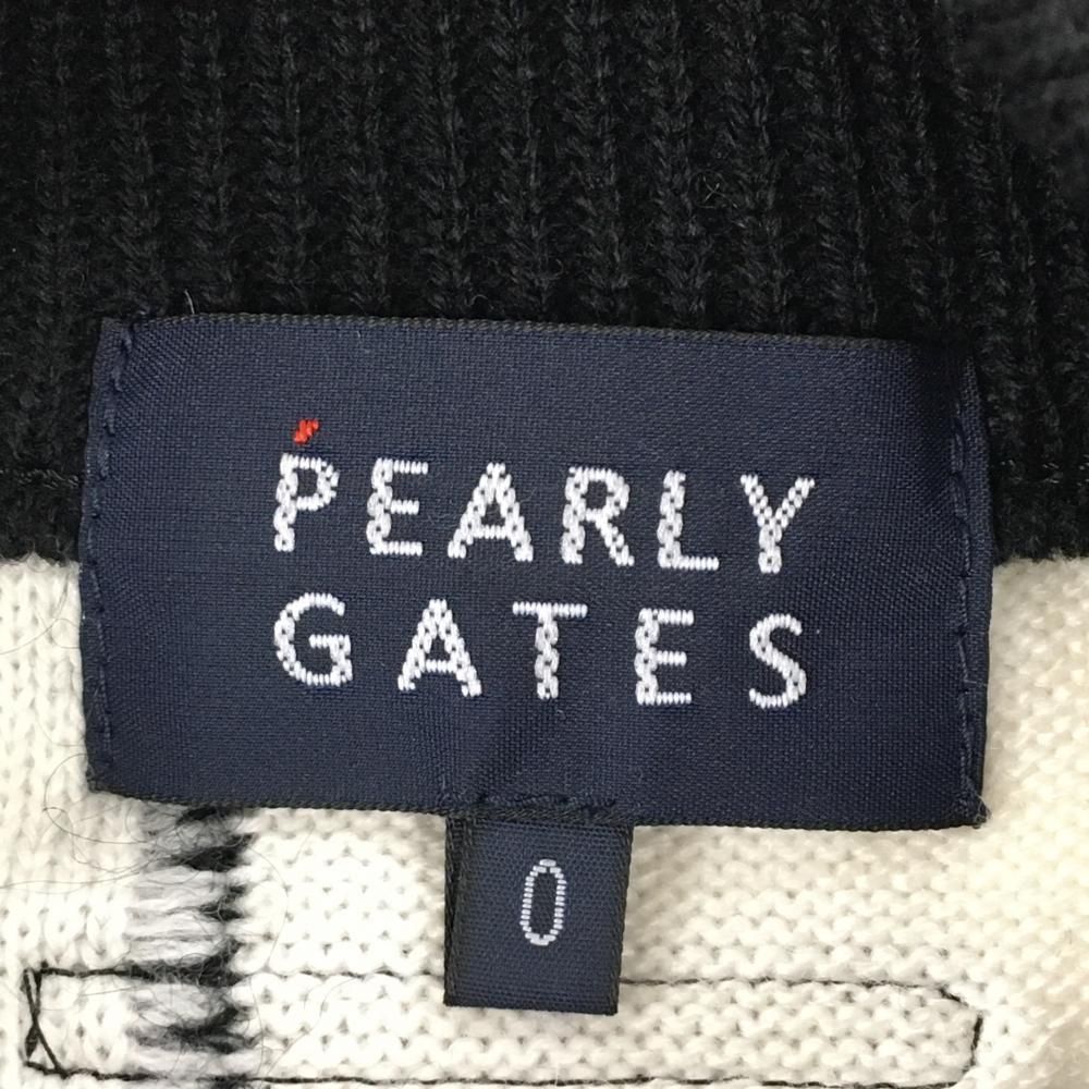 美品】パーリーゲイツ ハイネックセーター 白×黒 チェック ニット 羊毛