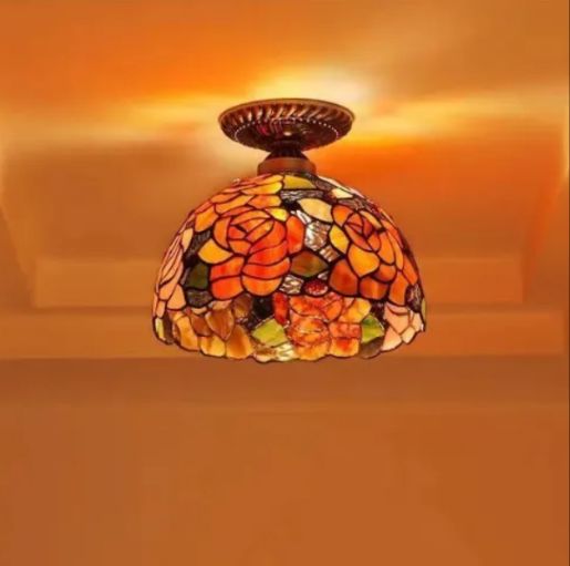 ☆【ステンドランプ ステンドグラス アンティーク 花柄】レトロな