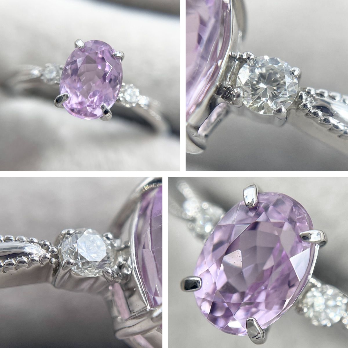 Pt900 天然クンツァイト 1.63ct ダイヤモンド 0.10ct リング - メルカリ