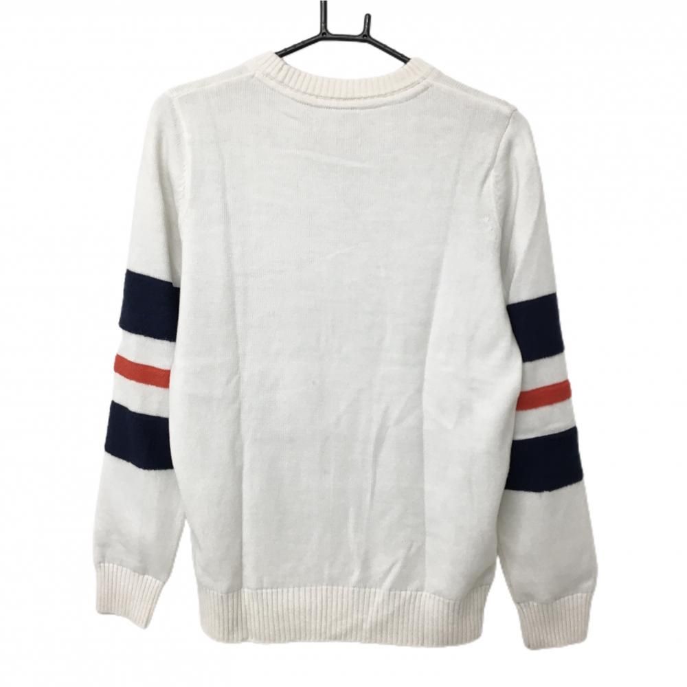 ニューバランスゴルフ セーター 赤白紺 保温 裏地付 防風 サイズ1 N806 ニューバランスゴルフ 裏地付セーター 白×ネイビー フロント英字