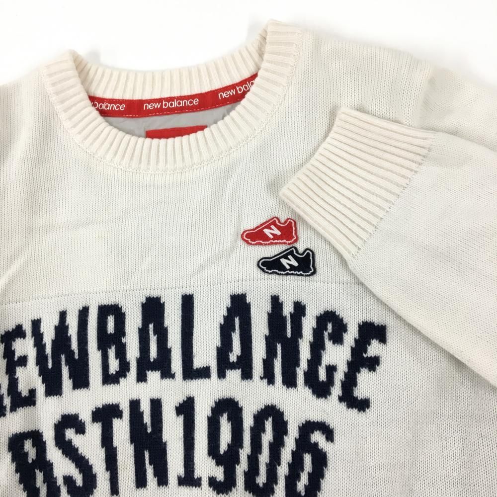 ニューバランスゴルフ 裏地付セーター 白×ネイビー フロント英字