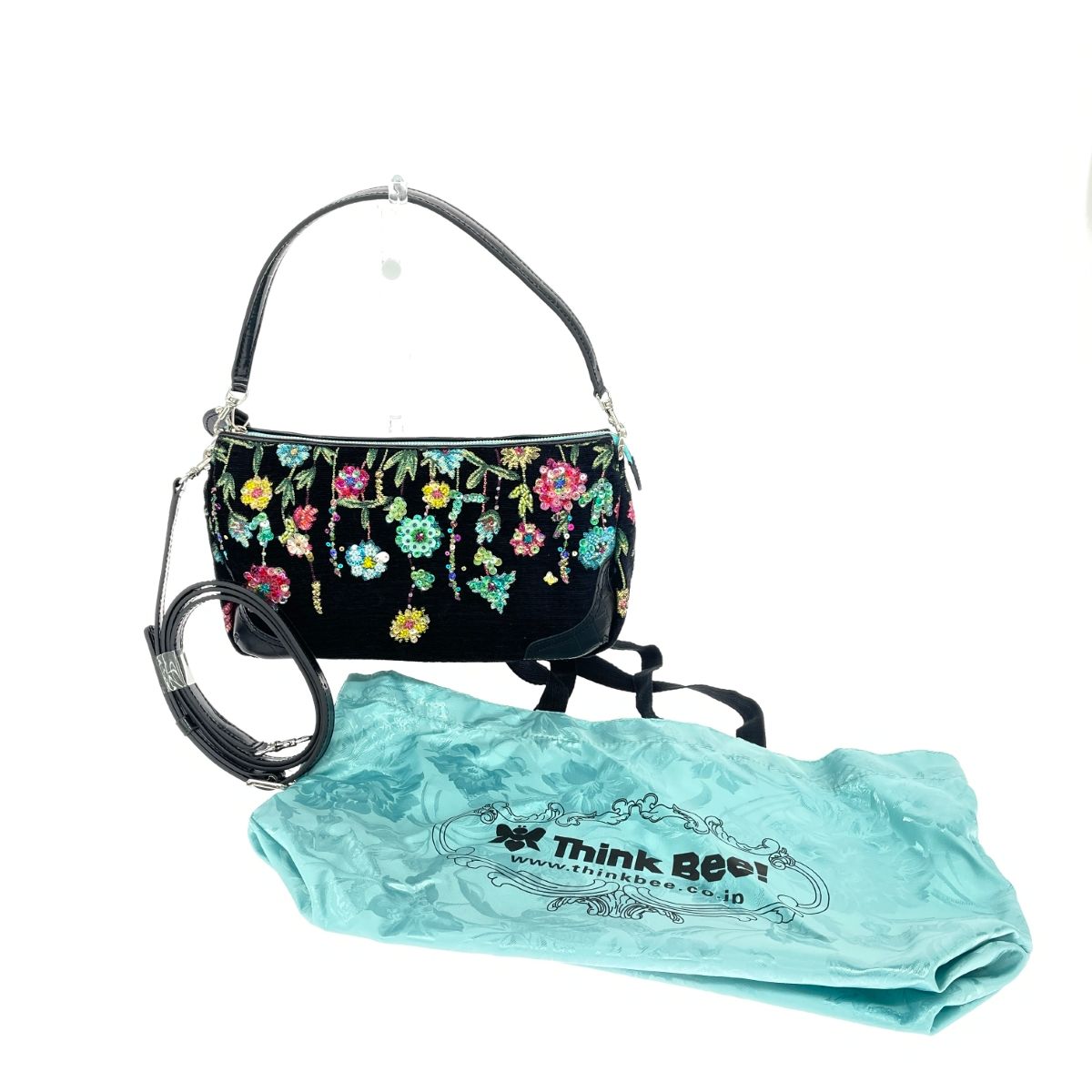 Think Bee シンクビー フラージェビーズ2WAYショルダーバッグ フラワー/スパンコール/ビーズ/ゴブラン織 ブラック レディース / 240001174856
