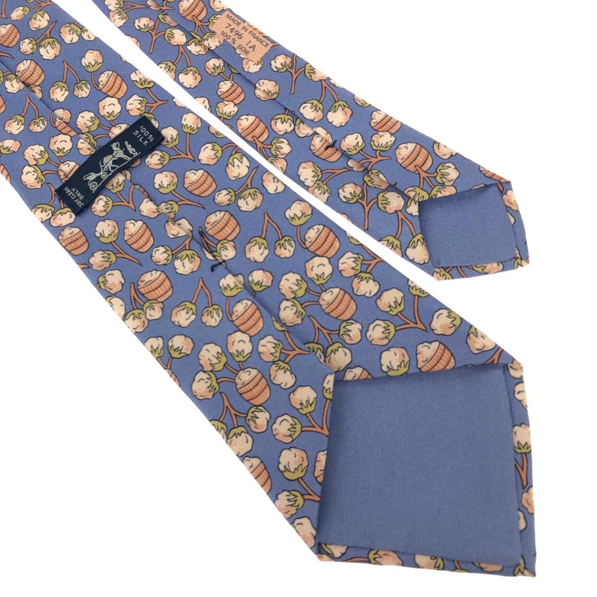 HERMES エルメス ネクタイ シルク100％/総柄 パープル メンズ