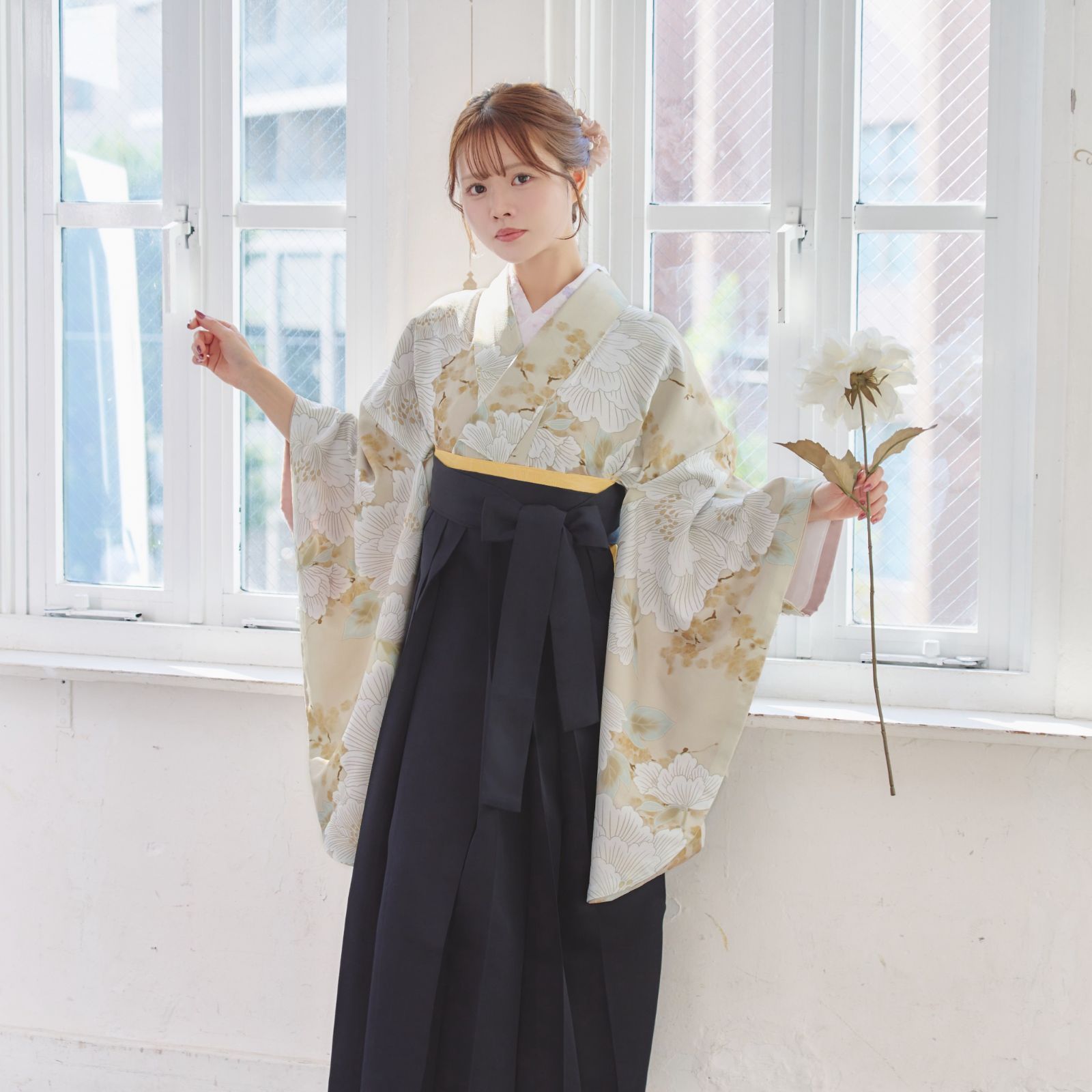 袴4点セット 卒業式 小学生 大学生 はかま 袴セット レディース A 4 BK