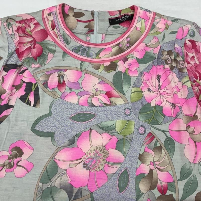 レオナール ウール シルク クルーネック プルオーバー 花柄 カットソー