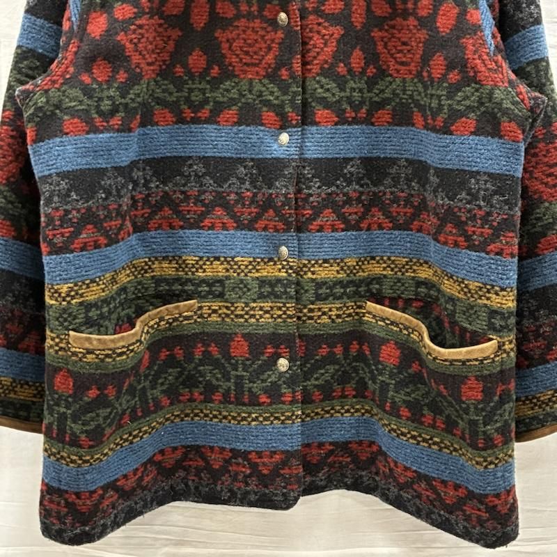 ウールリッチ 90s USA製 レザー カラー ネイティブ ボーダー ウール