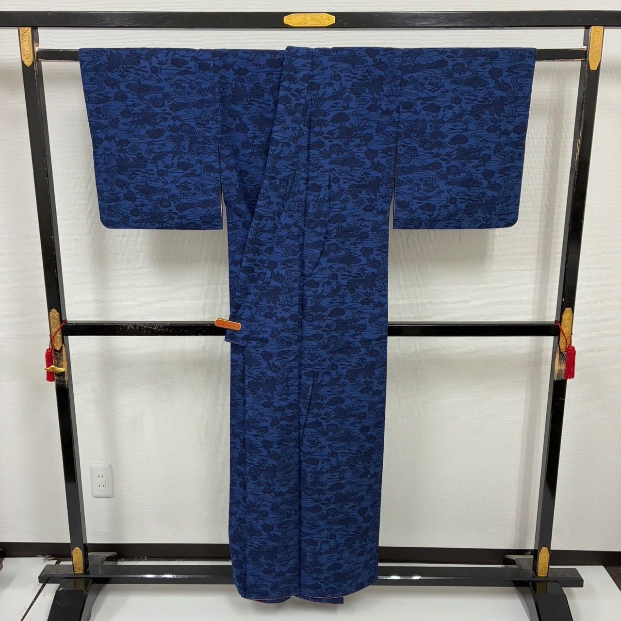 結城紬 藍染 型染 胴抜き 裄65.5 正絹 着物 MK-1637 - メルカリ