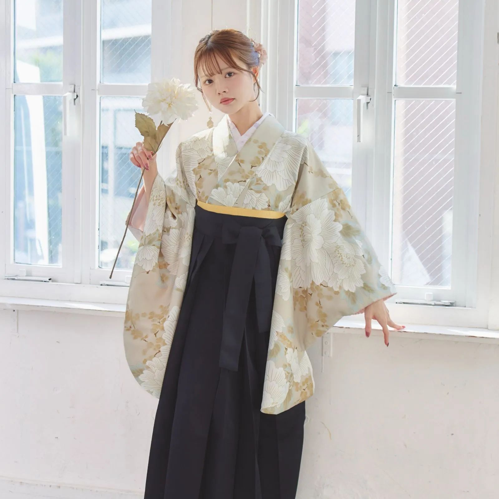 袴4点セット 卒業式 小学生 大学生 はかま 袴セット レディース A 4 BK