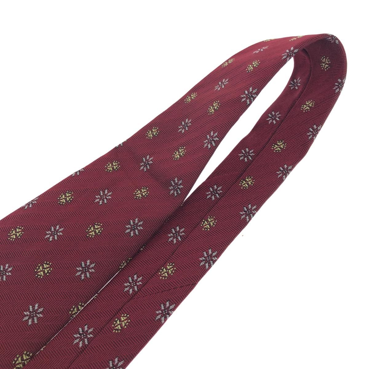 HERMES エルメス アスコットタイ シルク ネクタイ ボルドー HERMES エルメス ネクタイ シルク100％/総柄 ボルドー メンズ