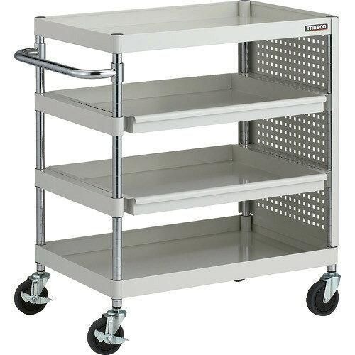 TRUSCO トラスコ中山 フェニックスワゴン 抗菌 省音 750 X 500 スライド2段 側面パネル付 W色 8000