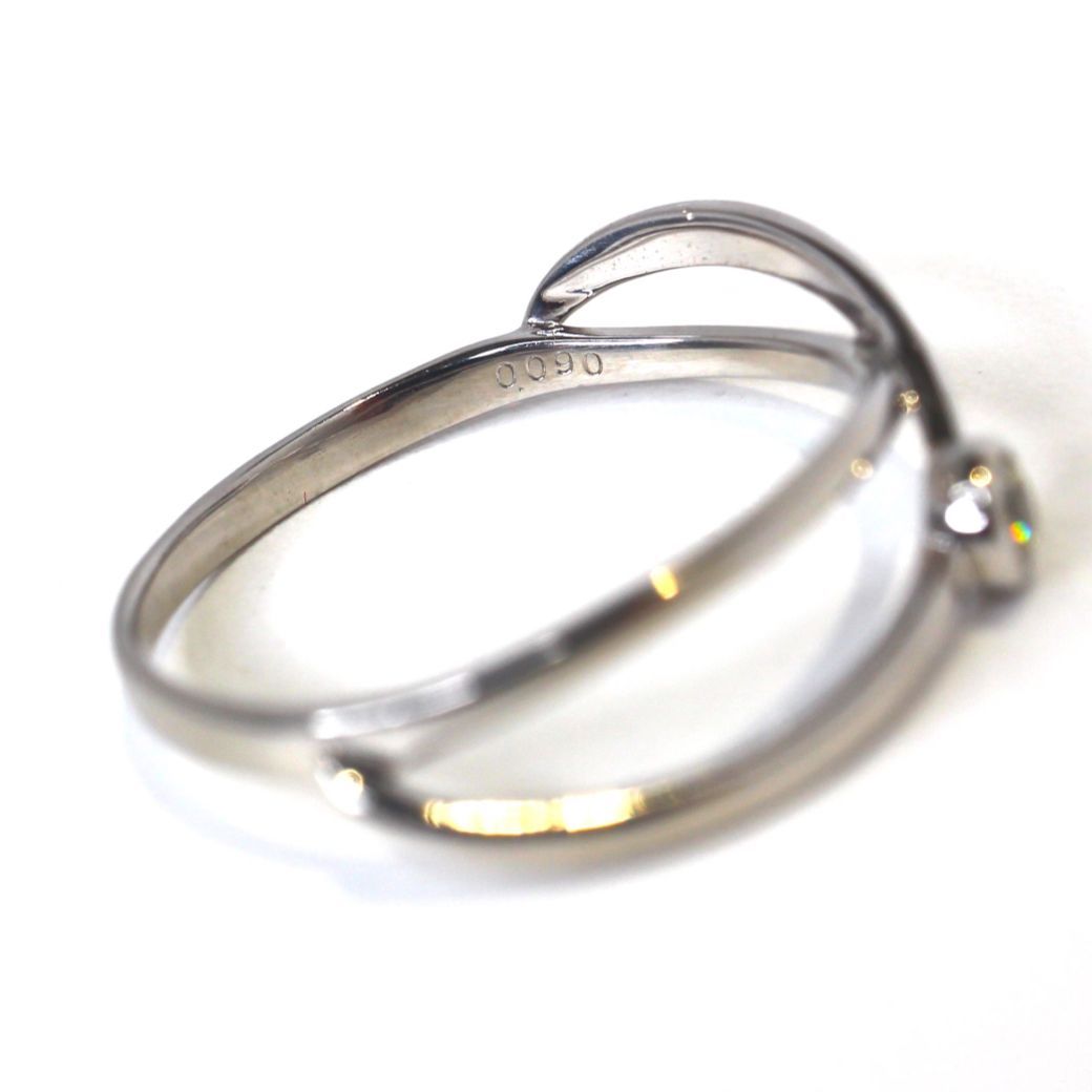 ダイヤ付きリング】 Pt900 刻印あり D 0.09ct 2.6g 15号 プラチナ