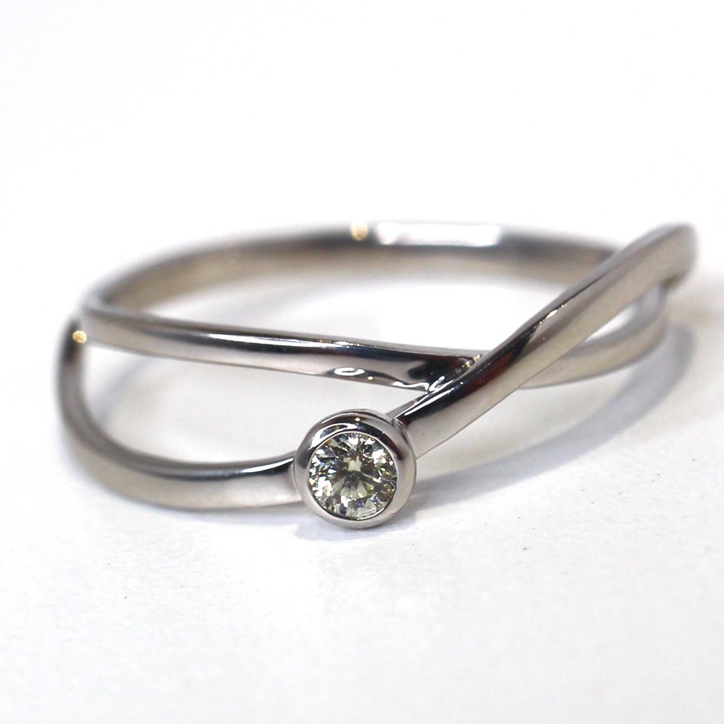 ダイヤ付きリング】 Pt900 刻印あり D 0.09ct 2.6g 15号 プラチナ