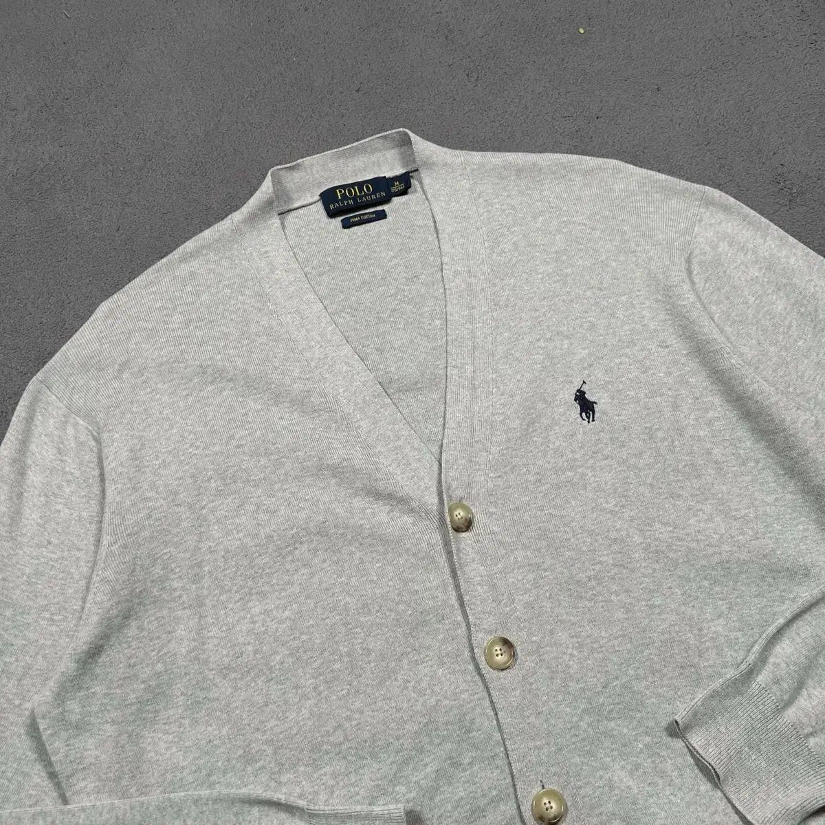 ポロ ピマコットン グレー ニット カーディガン