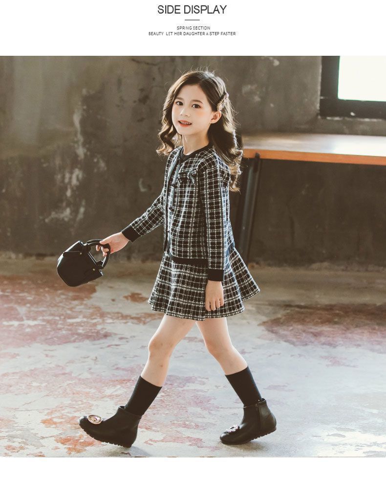 入学式 スーツ 女の子 2点セット ワンピース 子供スーツ 子供服 ノースリーブ セットアップ ジャケット ジャンパースカート カジュアル チェック柄 長袖 普段着用 秋冬 卒業式 おしゃれ 制服 入園式