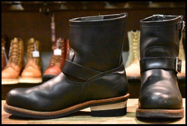 8 D 11年 レッドウィング 2976 ショート エンジニア 黒 ブラッククローム スチールトゥ プルオン ブーツ redwing FK 197