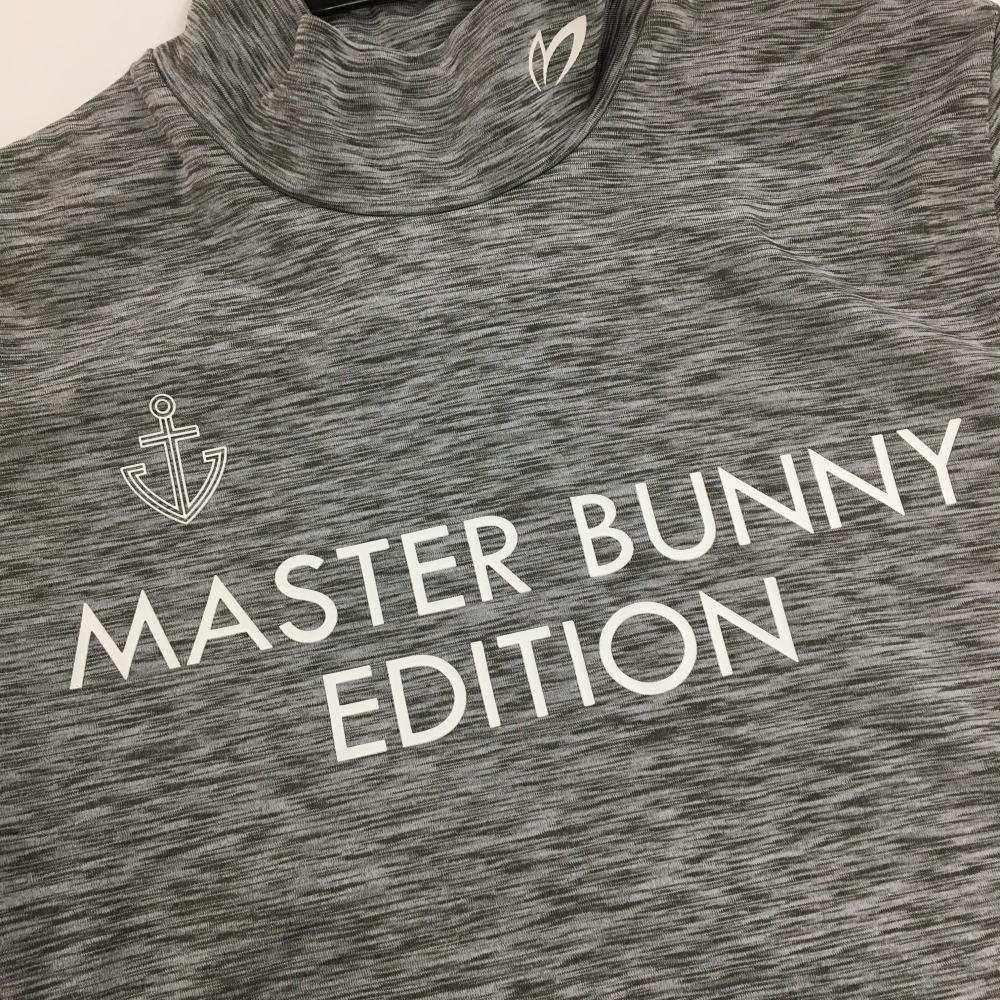 超美品】マスターバニー 長袖ハイネックシャツ 杢グレー×白 ロゴ