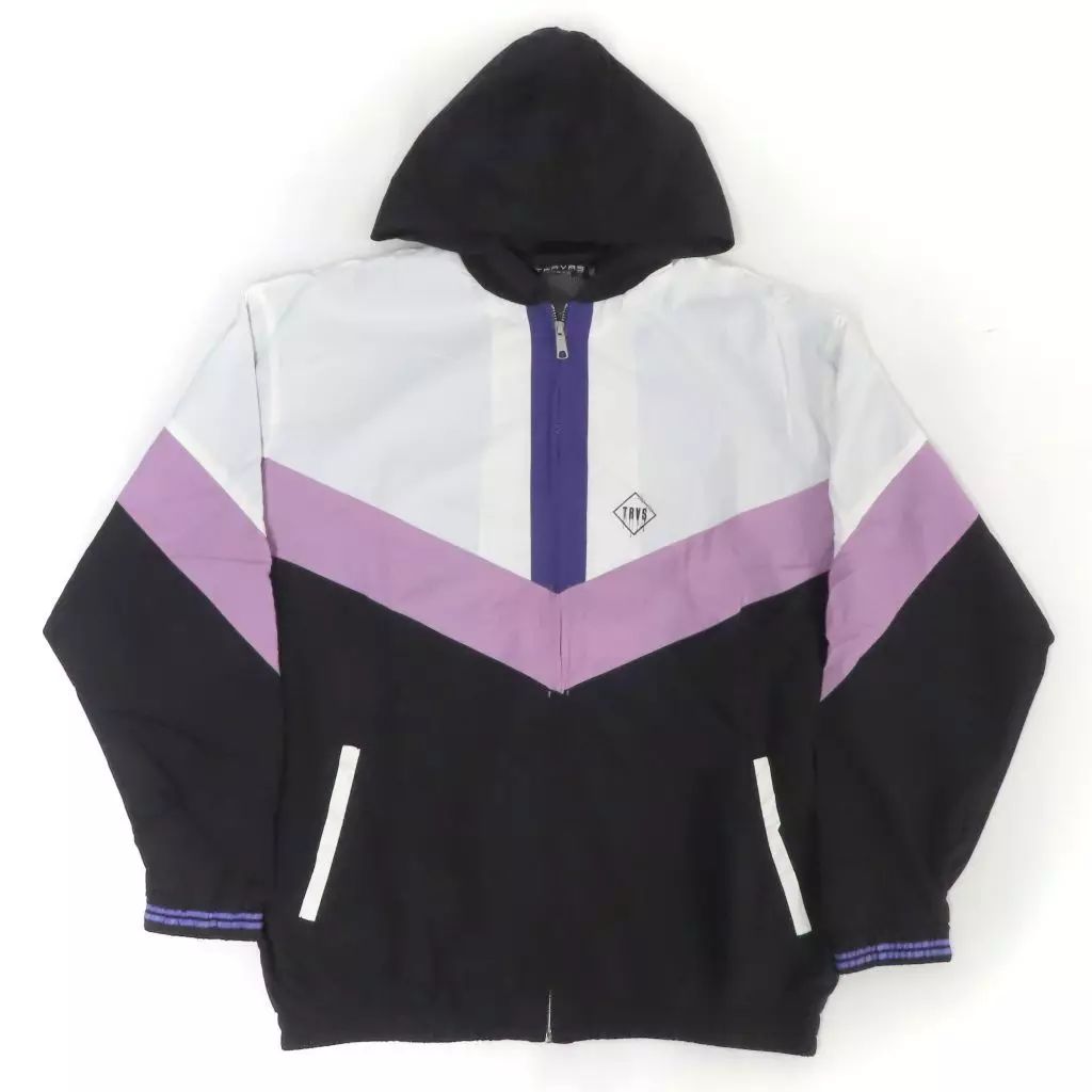 アウターウェア 藤田ことね ナイロンジャケット ブラック パープル ホワイト Mサイズ 学園アイドルマスター TRAVAS TOKYO